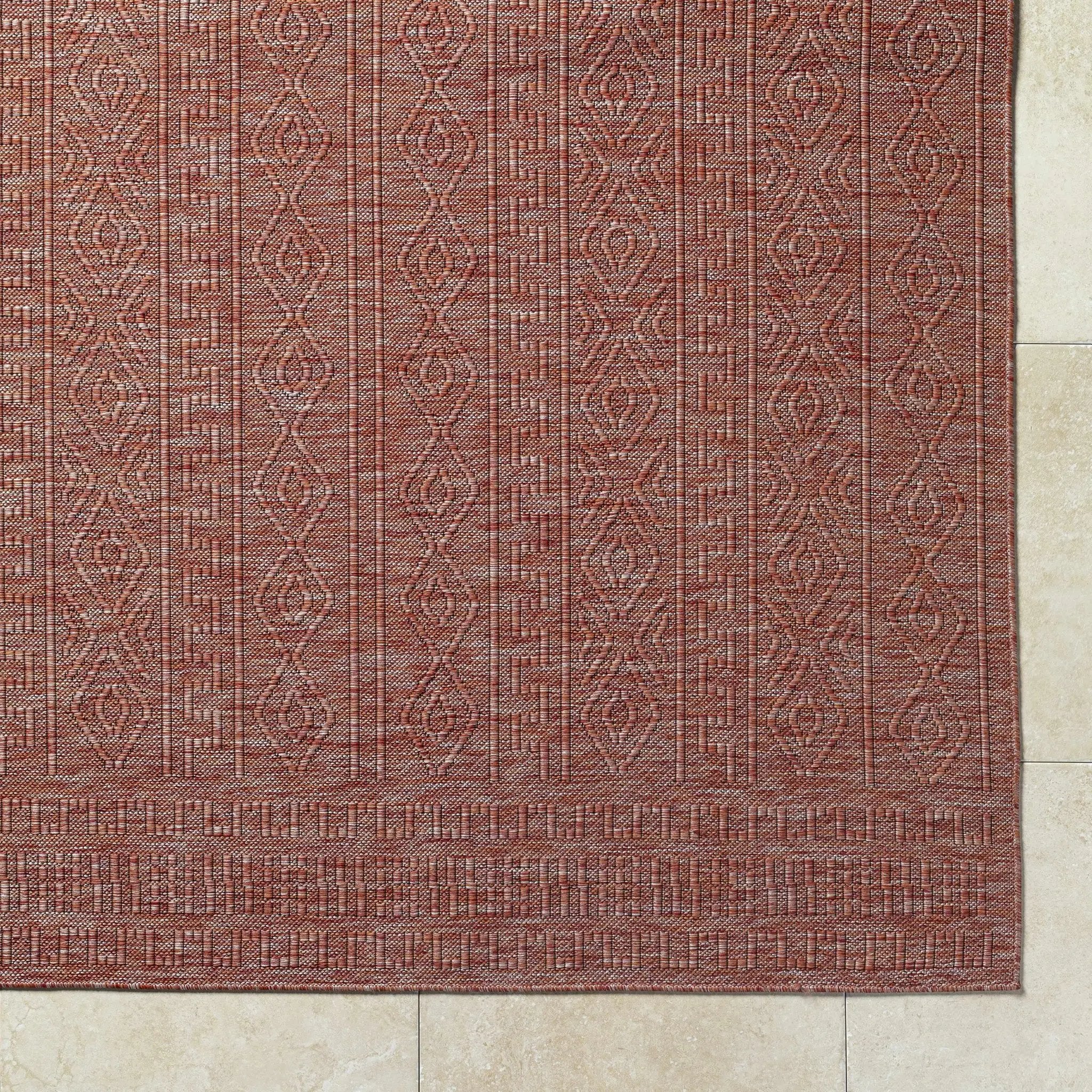 Nuela Burgundy Outdoor Area Rug - Clearance by Boutique Rugs