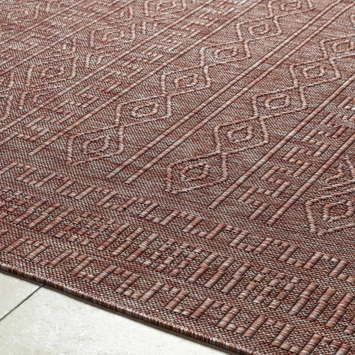 Nuela Burgundy Outdoor Area Rug - Clearance by Boutique Rugs