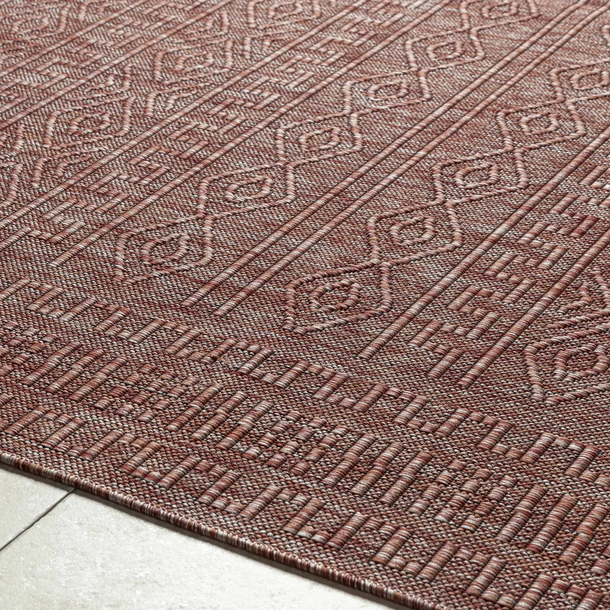 Nuela Burgundy Outdoor Area Rug - Clearance by Boutique Rugs