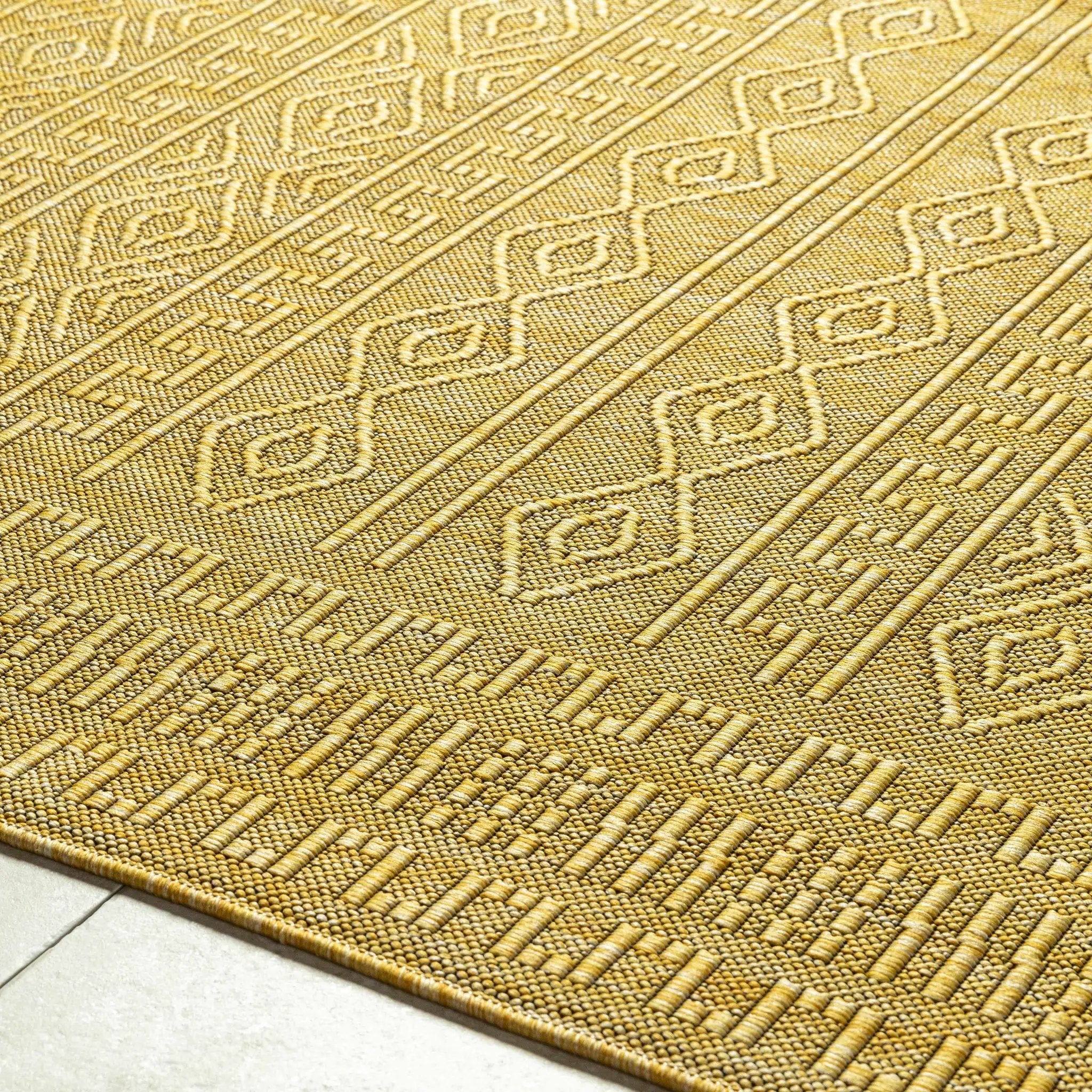 Nuela Mustard Outdoor Area Rug - Clearance by Boutique Rugs