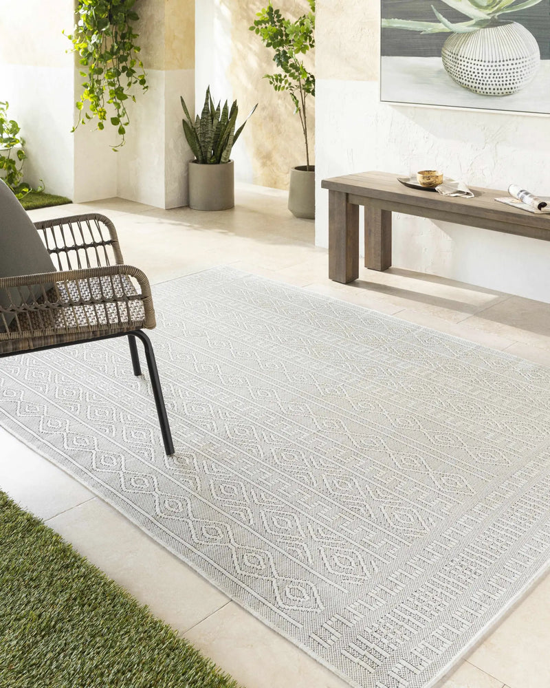 Nuela Light Gray Outdoor Area Rug - Clearance by Boutique Rugs