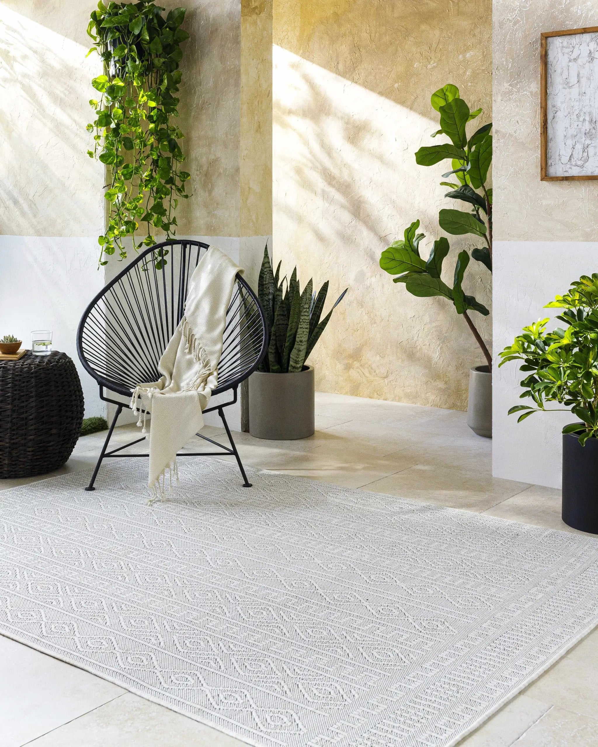 Nuela Light Gray Outdoor Area Rug - Clearance by Boutique Rugs