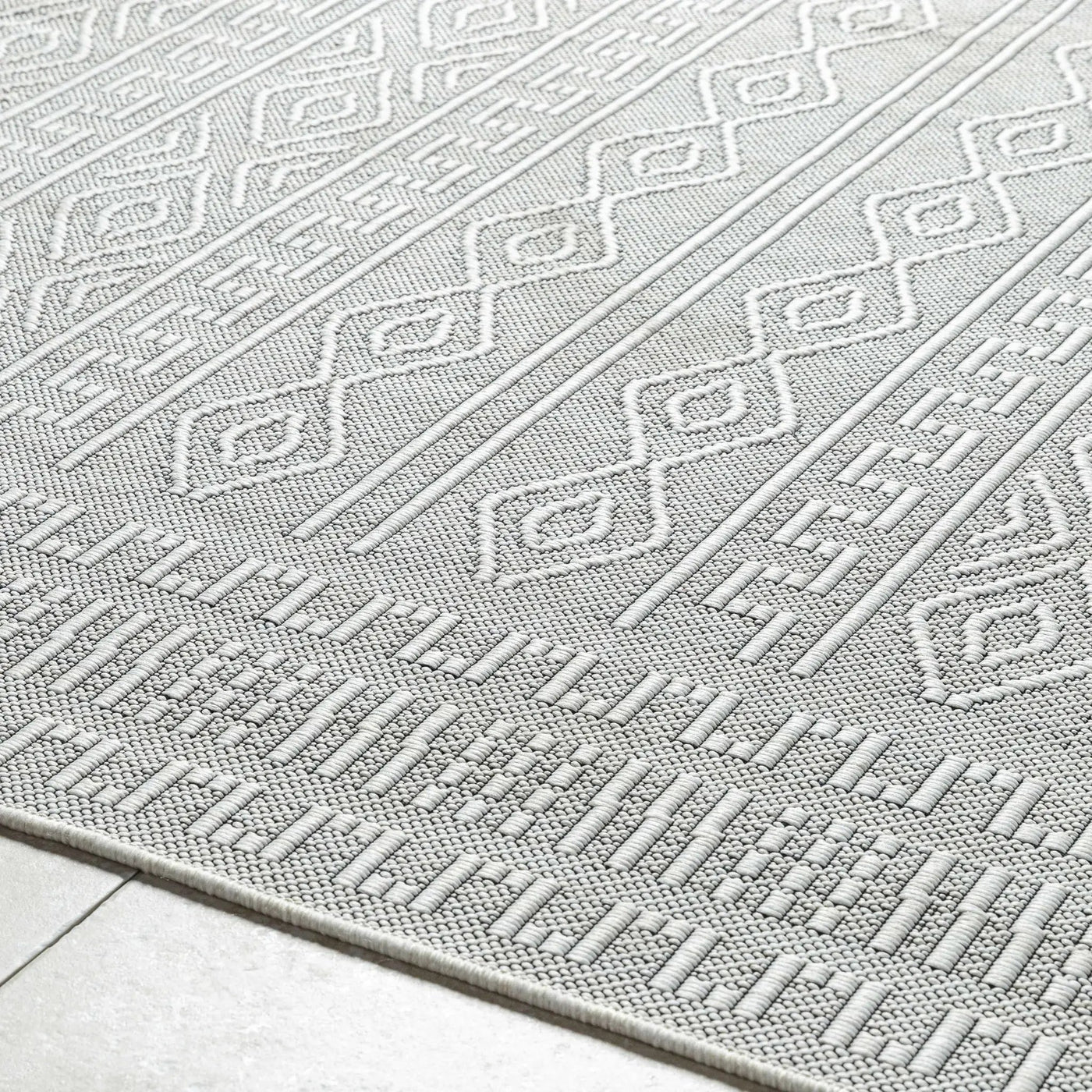Nuela Light Gray Outdoor Area Rug - Clearance by Boutique Rugs