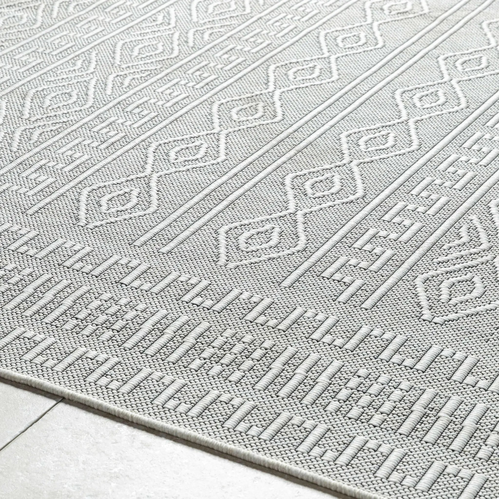Nuela Light Gray Outdoor Area Rug - Clearance by Boutique Rugs