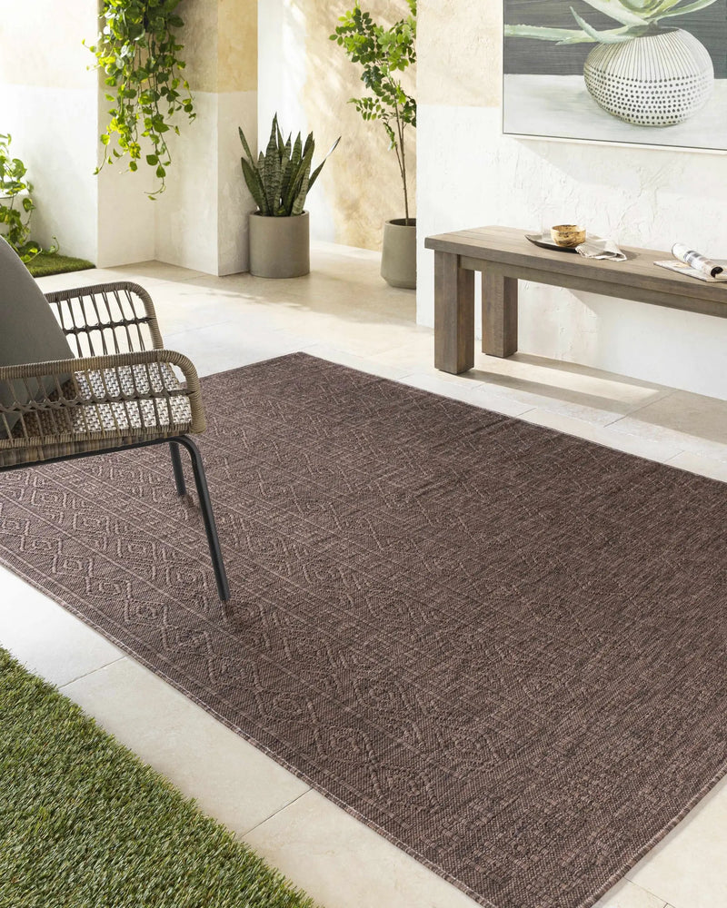 Nuela Dark Brown Outdoor Area Rug - Clearance by Boutique Rugs