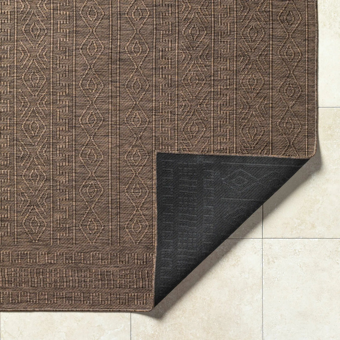 Nuela Dark Brown Outdoor Area Rug - Clearance by Boutique Rugs