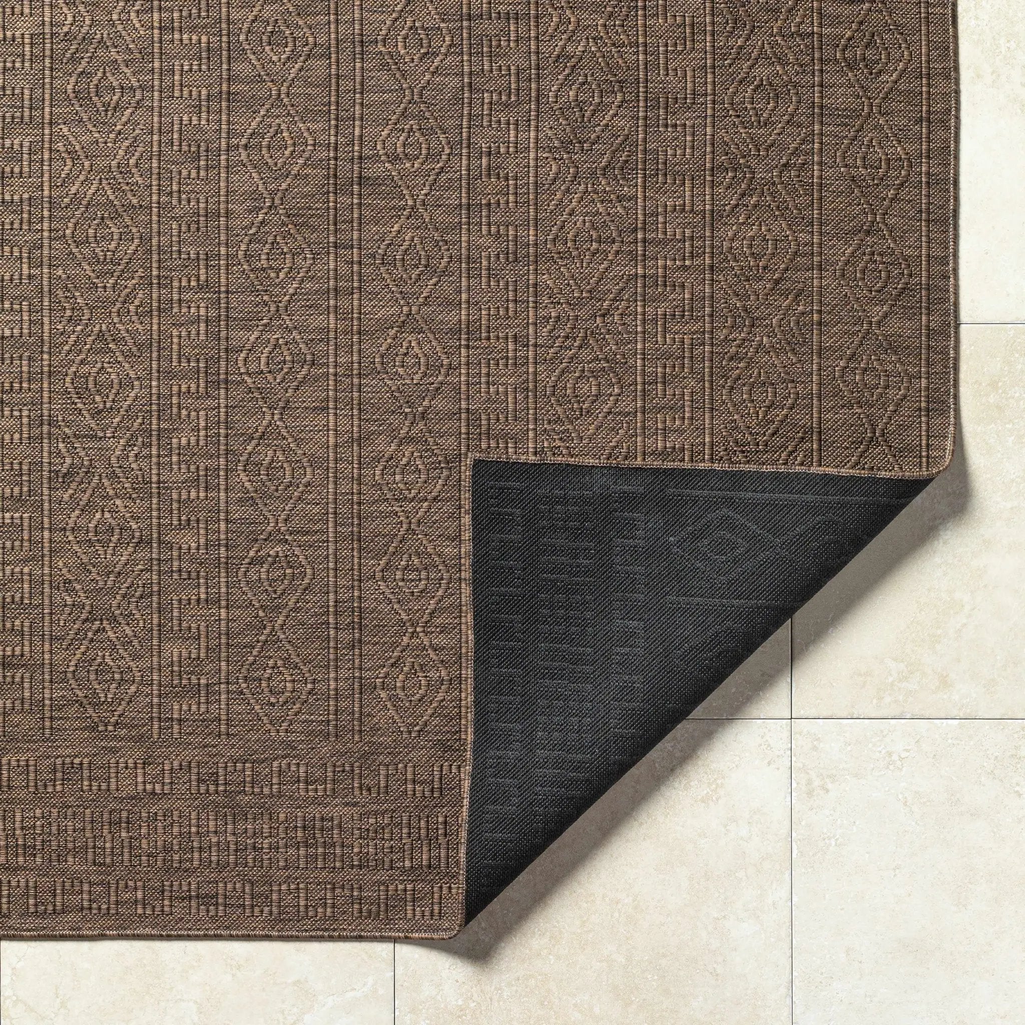 Nuela Dark Brown Outdoor Area Rug - Clearance by Boutique Rugs