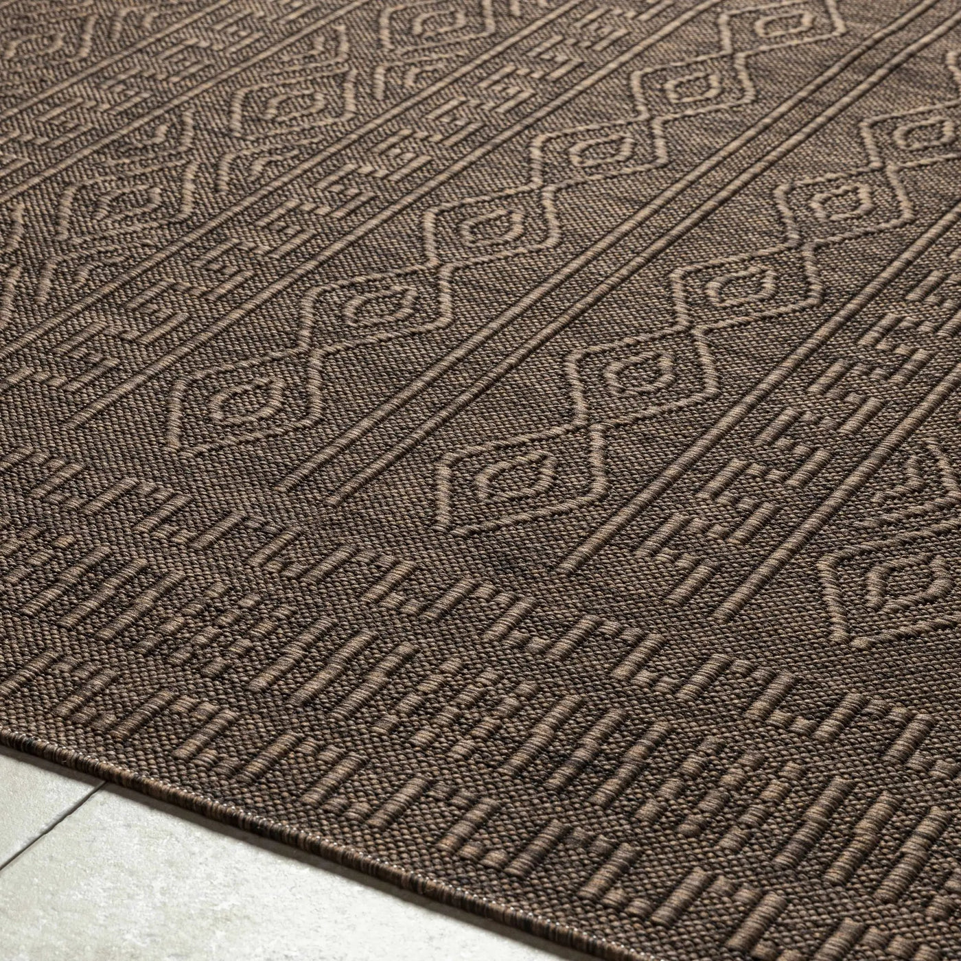 Nuela Dark Brown Outdoor Area Rug - Clearance by Boutique Rugs