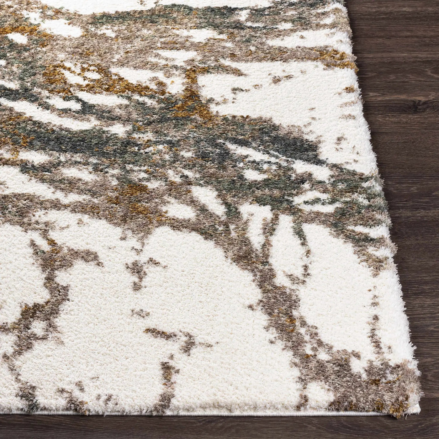 Ngunnawal Cream/Brown Marble Plush Rug by Boutique Rugs
