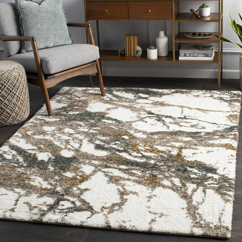 Ngunnawal Cream/Brown Marble Plush Rug by Boutique Rugs