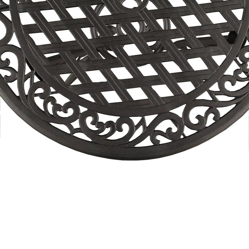 Black Ornate Outdoor Patio Garden Aluminum 3 Piece Bistro Set by Sharicks