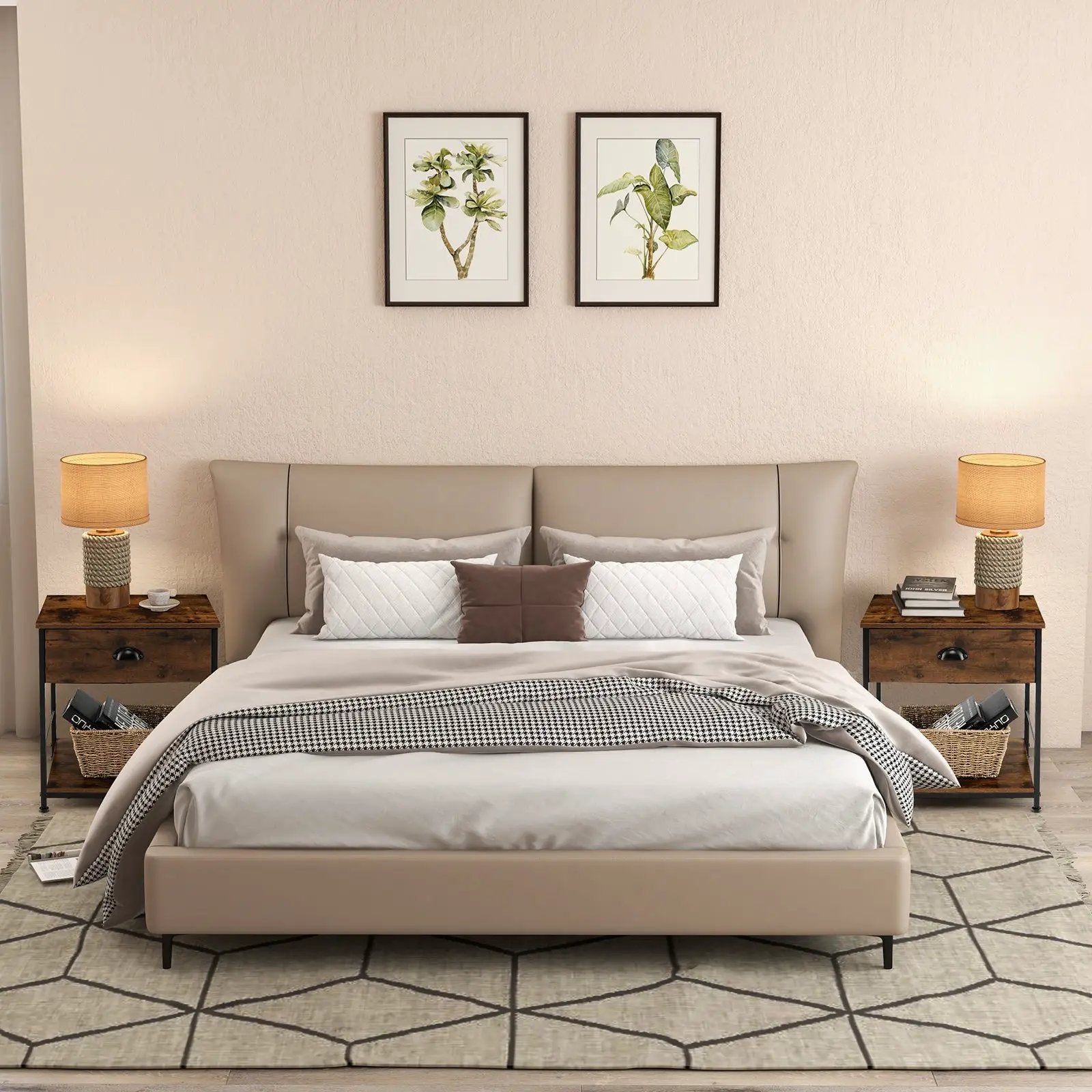 2 Tiers Nightstand with Open Storage Shelf for Living Room Bedroom by DirectDeals