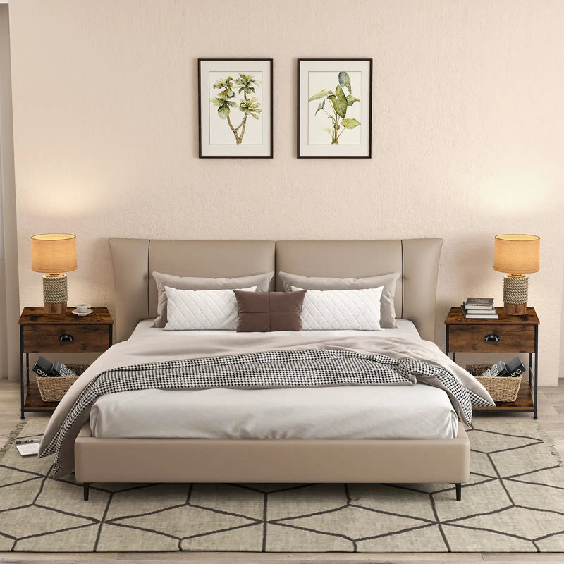2 Tiers Nightstand with Open Storage Shelf for Living Room Bedroom by DirectDeals
