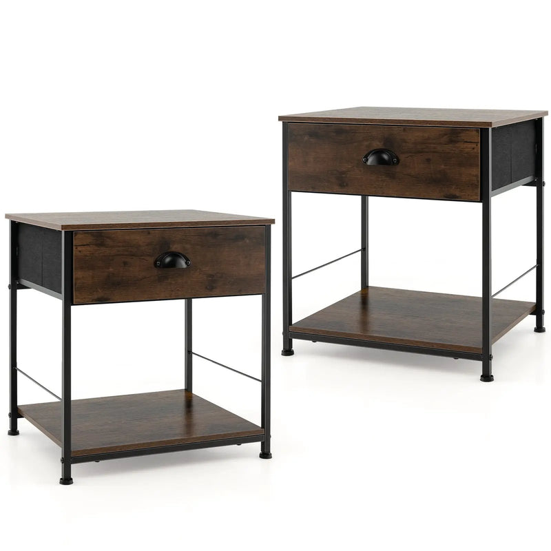 2 Tiers Nightstand with Open Storage Shelf for Living Room Bedroom by DirectDeals