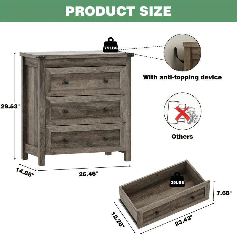 Nightstand - 3-Drawer White 27 by House Of Avana
