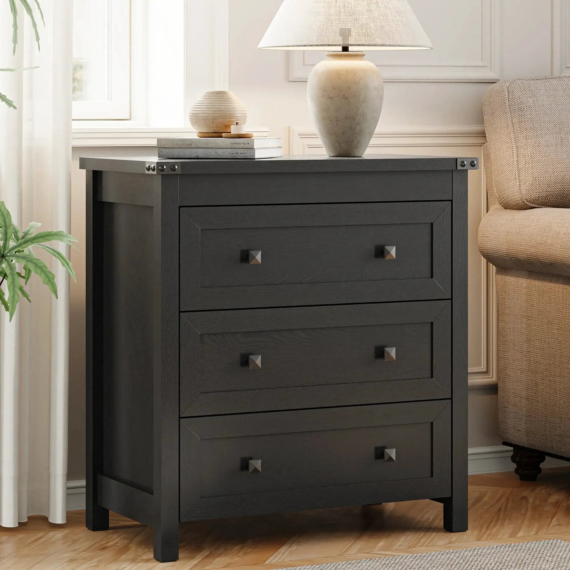 Nightstand - 3-Drawer White 27 by House Of Avana