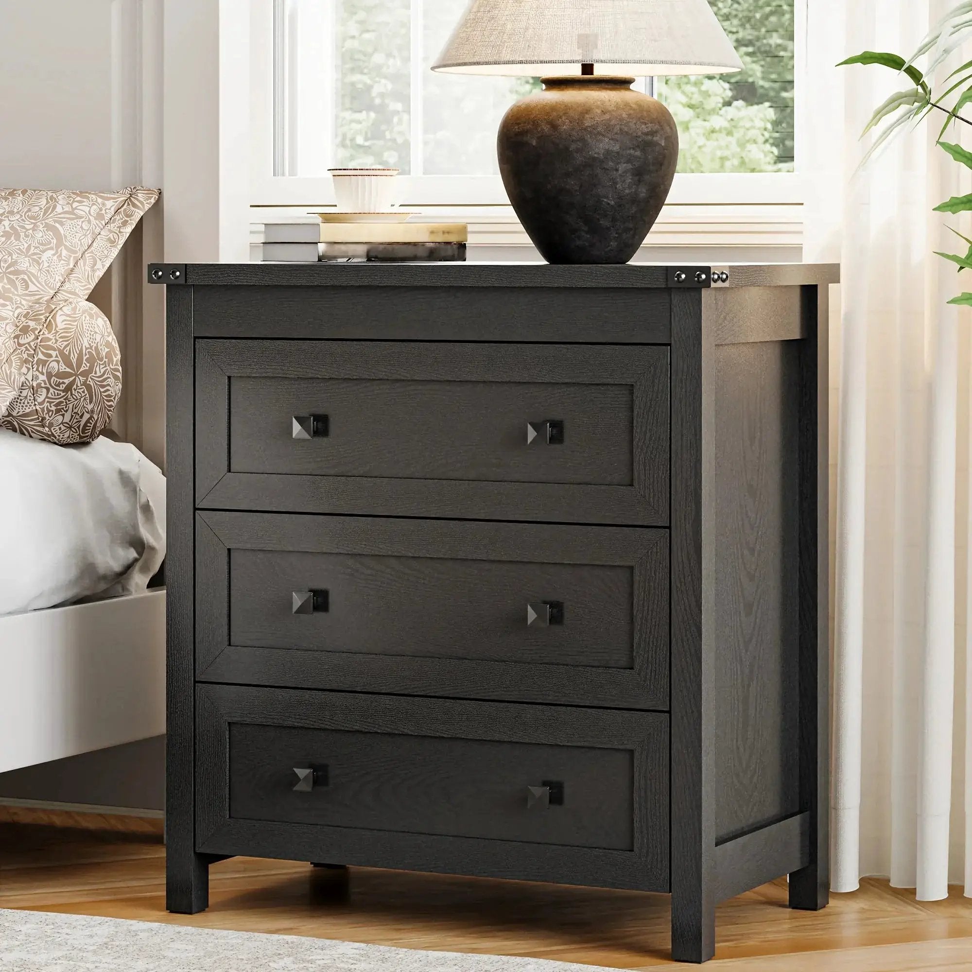 Nightstand - 3-Drawer White 27 by House Of Avana