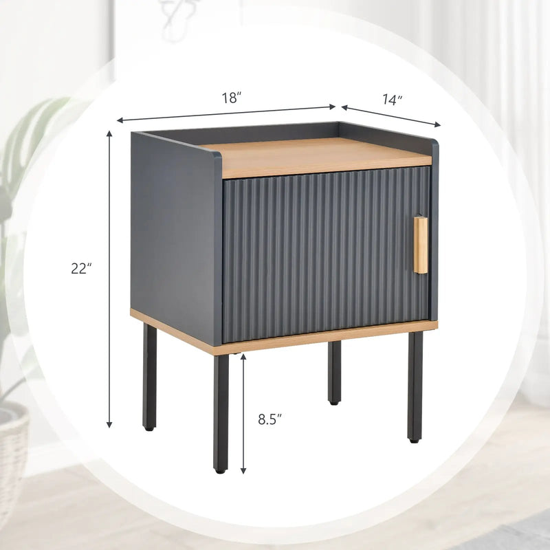 Nightstand Bedside End Table with Door Cabinet for Living Room Bedroom-Gray by DirectDeals