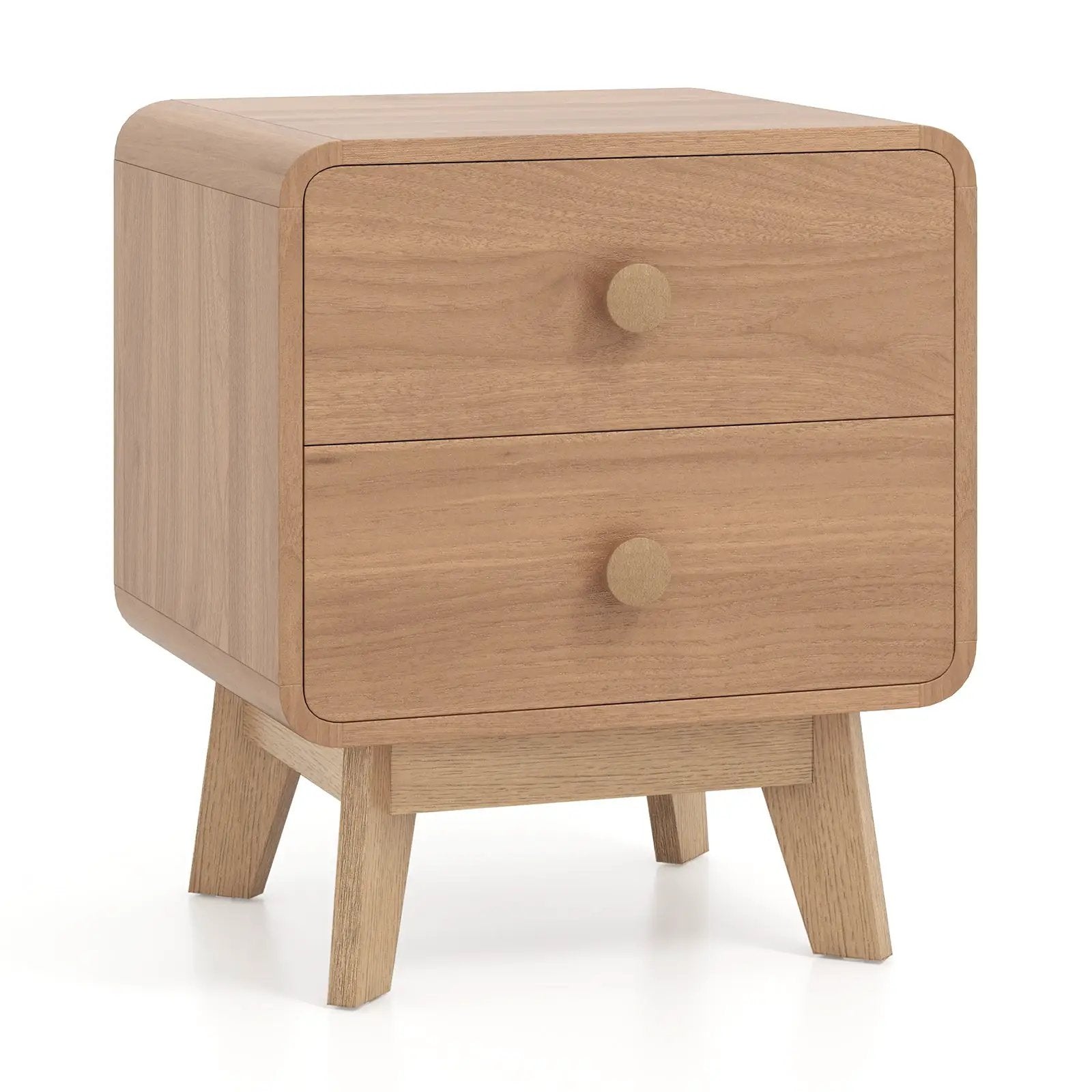 Nightstand with 2 Drawers Solid Rubber Wood Legs by DirectDeals