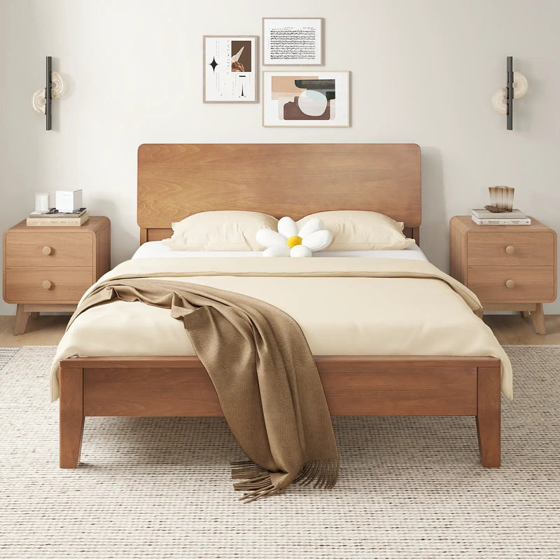 Nightstand with 2 Drawers Solid Rubber Wood Legs by DirectDeals