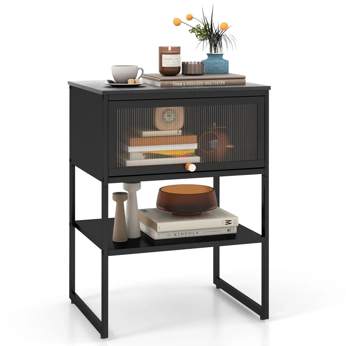 Nightstand with Flip up Door Storage Shelf by DirectDeals