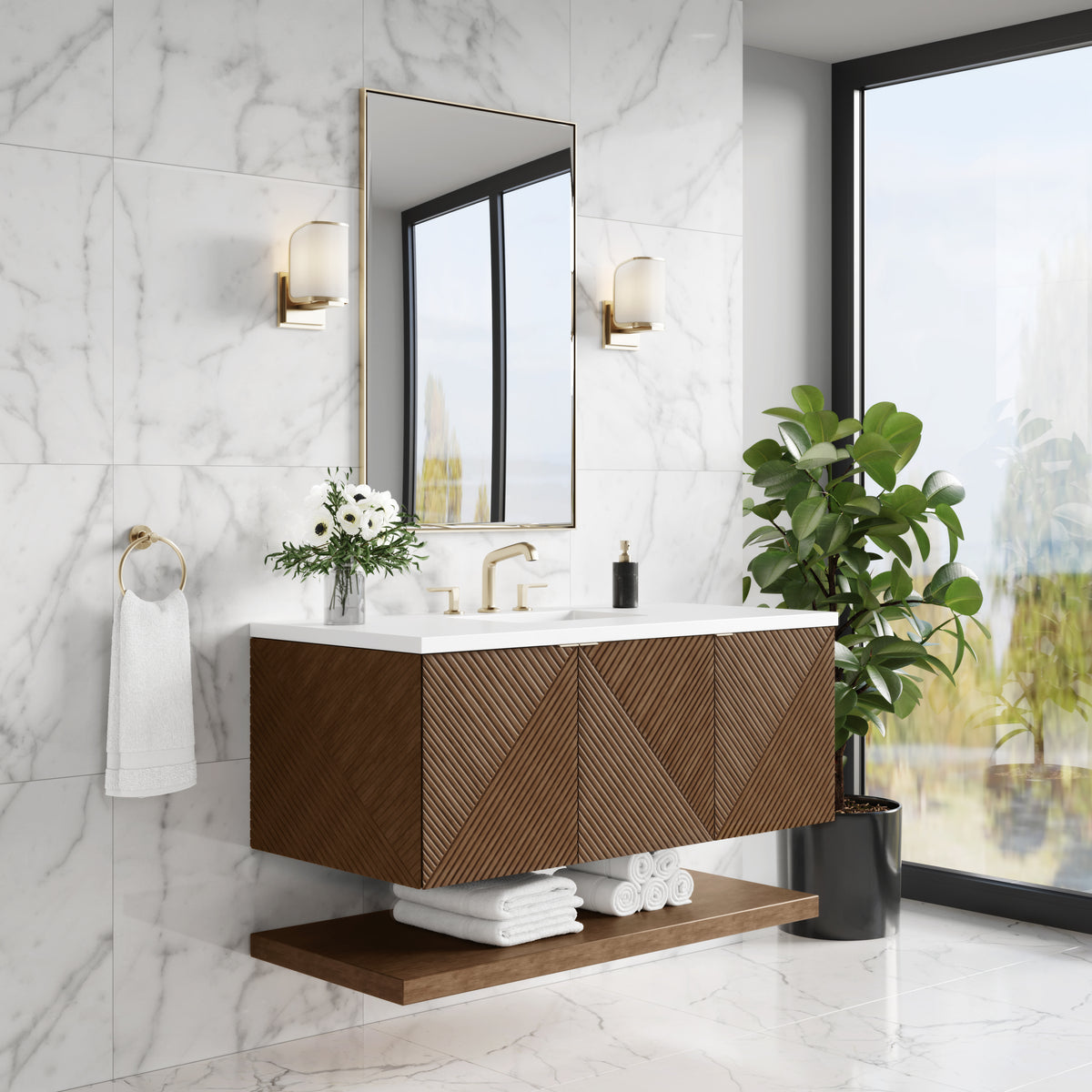 James Martin Marcello 48" Floating Single Bathroom Vanity, Chestnut, view 37