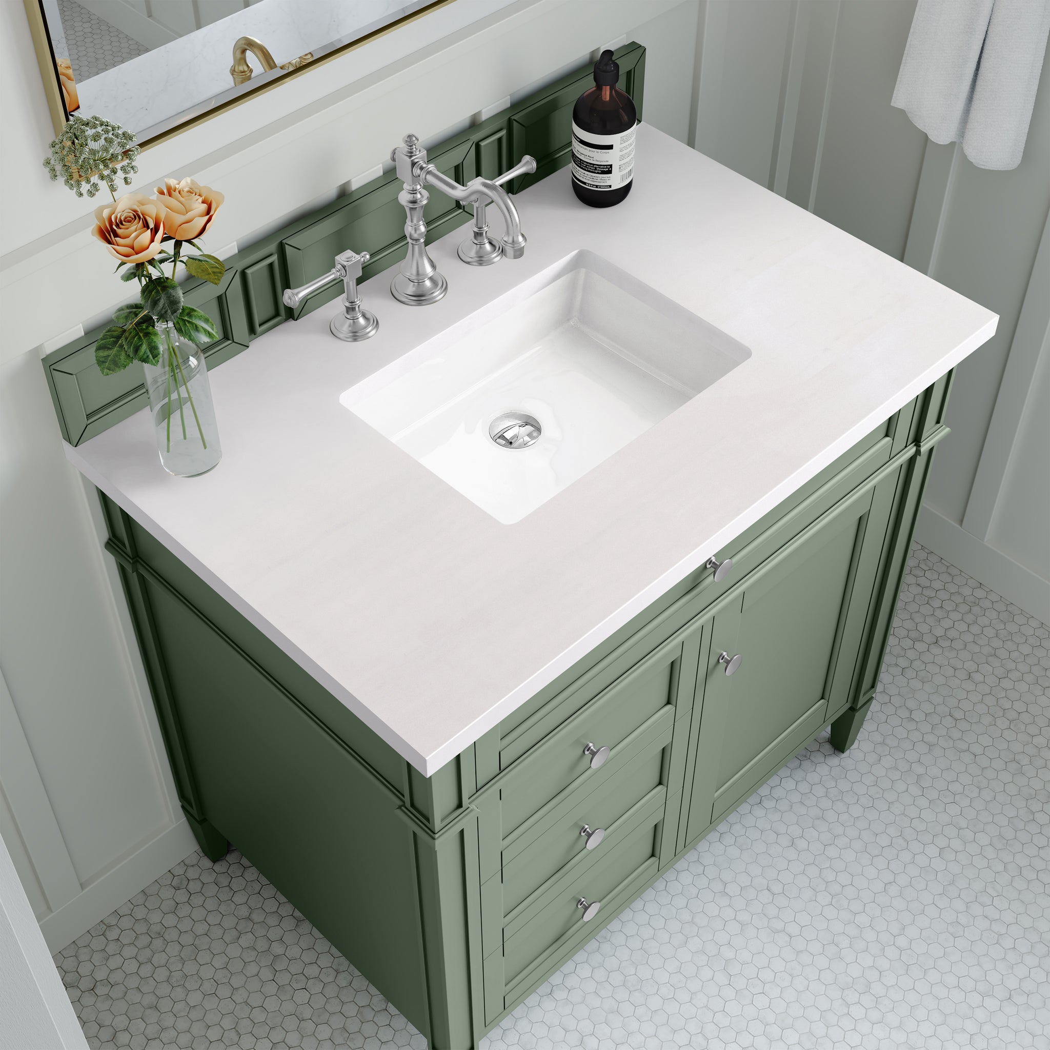 James Martin Brittany 36" Single Bathroom Vanity, Smokey Celadon by James Martin