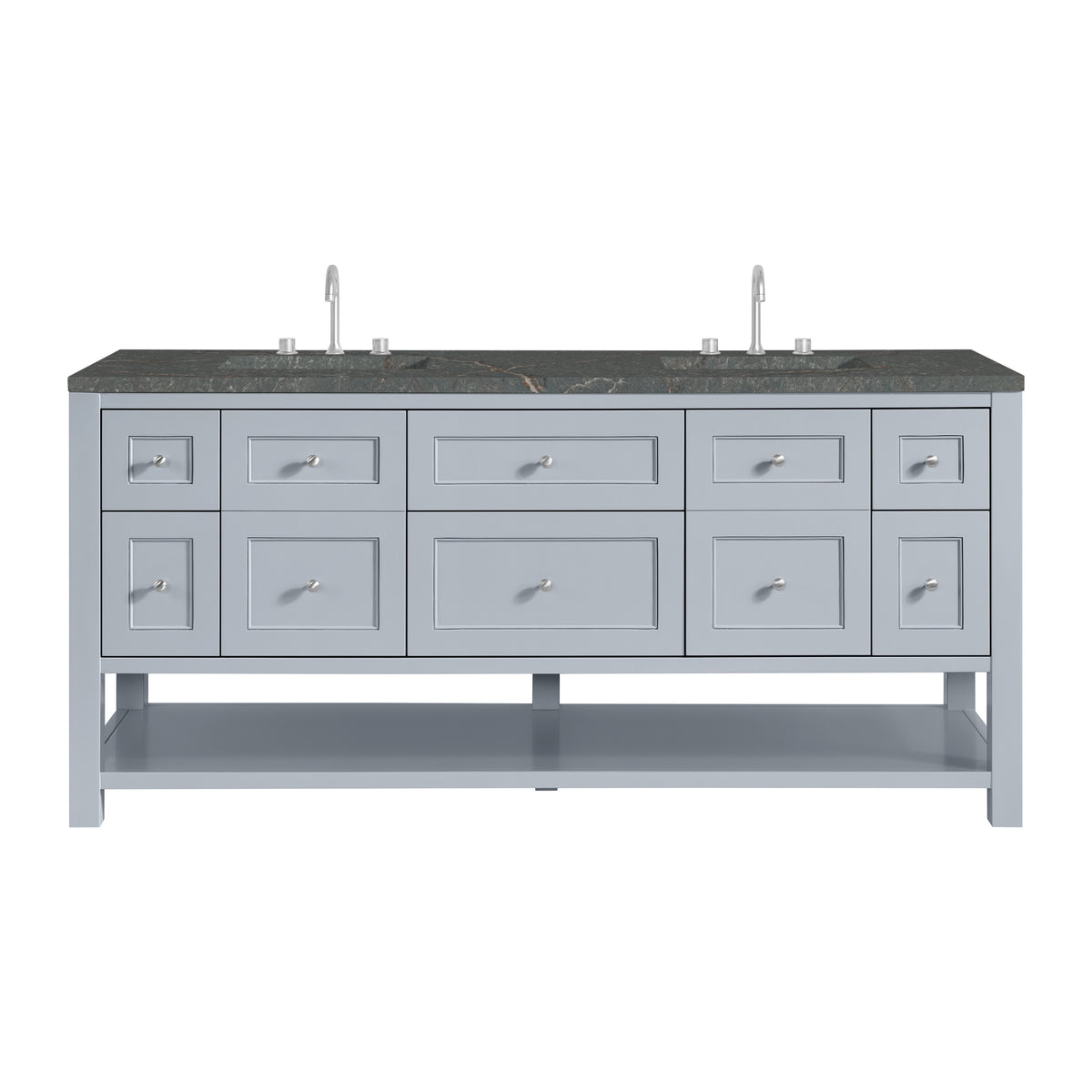 James Martin Breckenridge 72" Double Bathroom Vanity, Serenity Blue with Parisien Bleu (FreePower) countertop