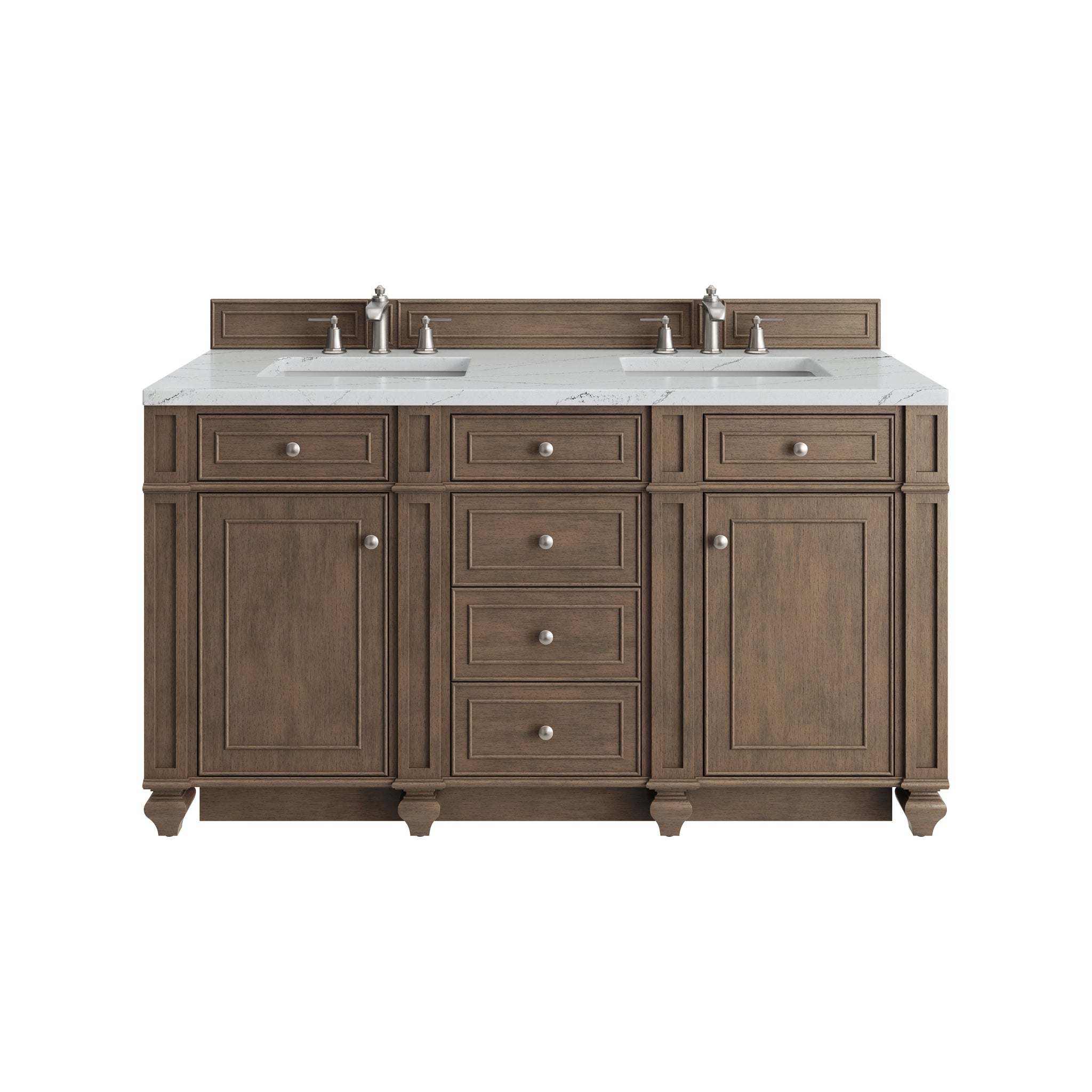 James Martin Bristol 60" Double Bathroom Vanity, Whitewashed Walnut by James Martin