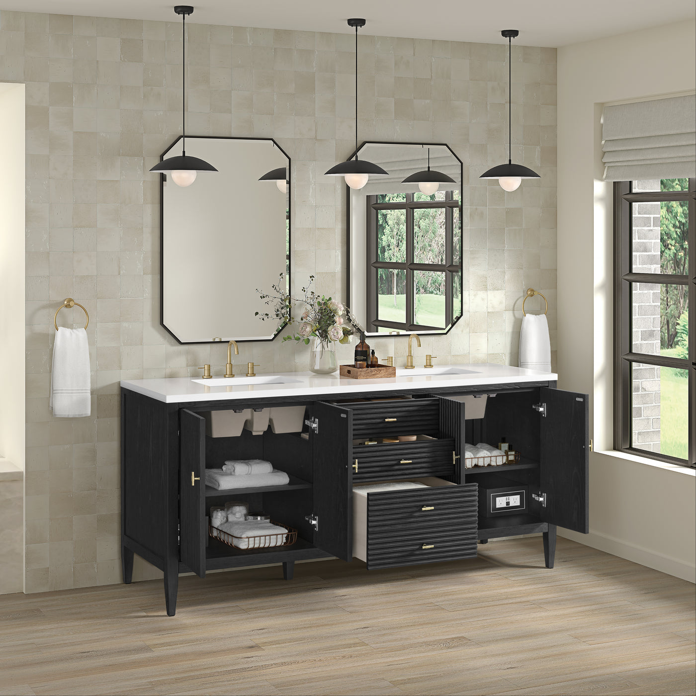 James Martin Myrrin 72" Single Bathroom Vanity, Carbon Oak by James Martin