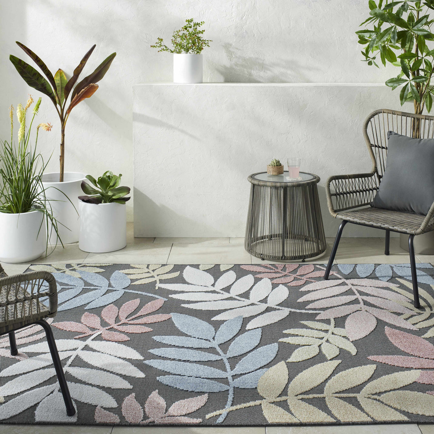 Nasha Charcoal Outdoor Area Rug - Clearance by Boutique Rugs