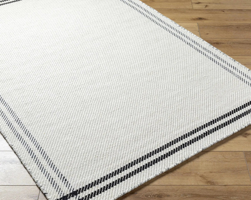 Nimue Cream & Blue Bordered Area Rug - Clearance by Boutique Rugs
