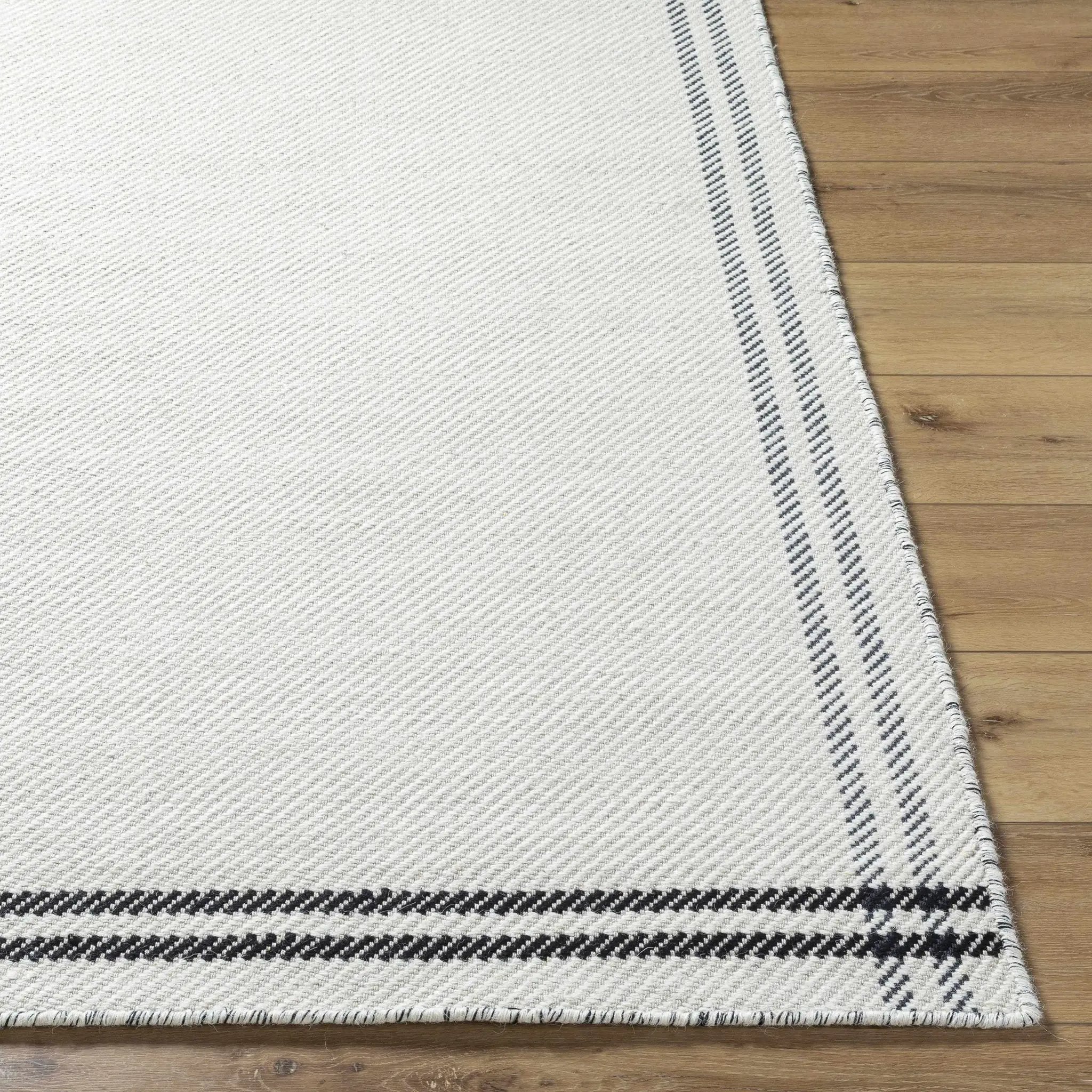 Nimue Cream & Blue Bordered Area Rug - Clearance by Boutique Rugs