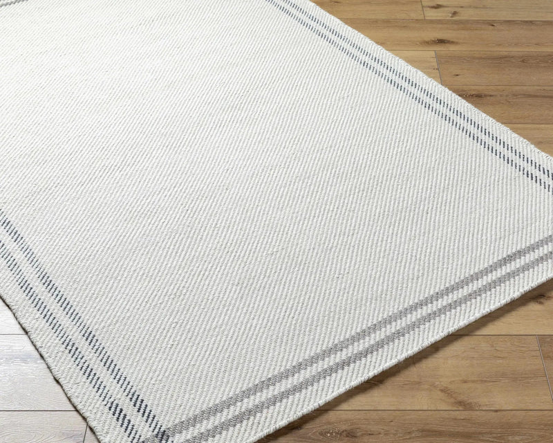 Nimue Cream & Charcoal Bordered Area Rug - Clearance by Boutique Rugs