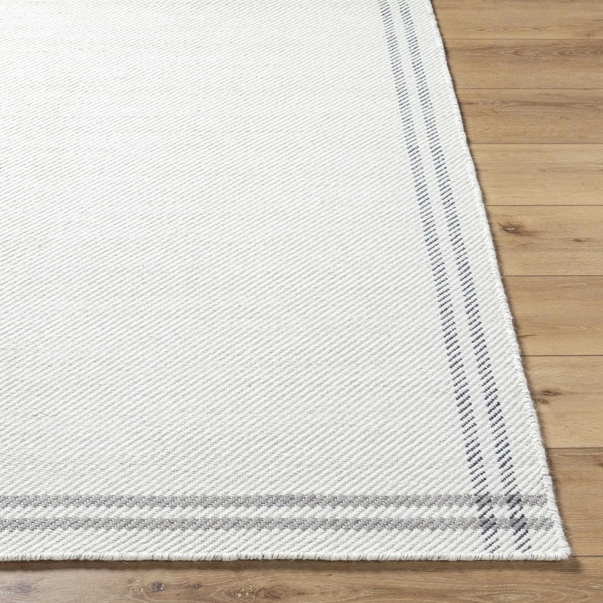 Nimue Cream & Charcoal Bordered Area Rug - Clearance by Boutique Rugs
