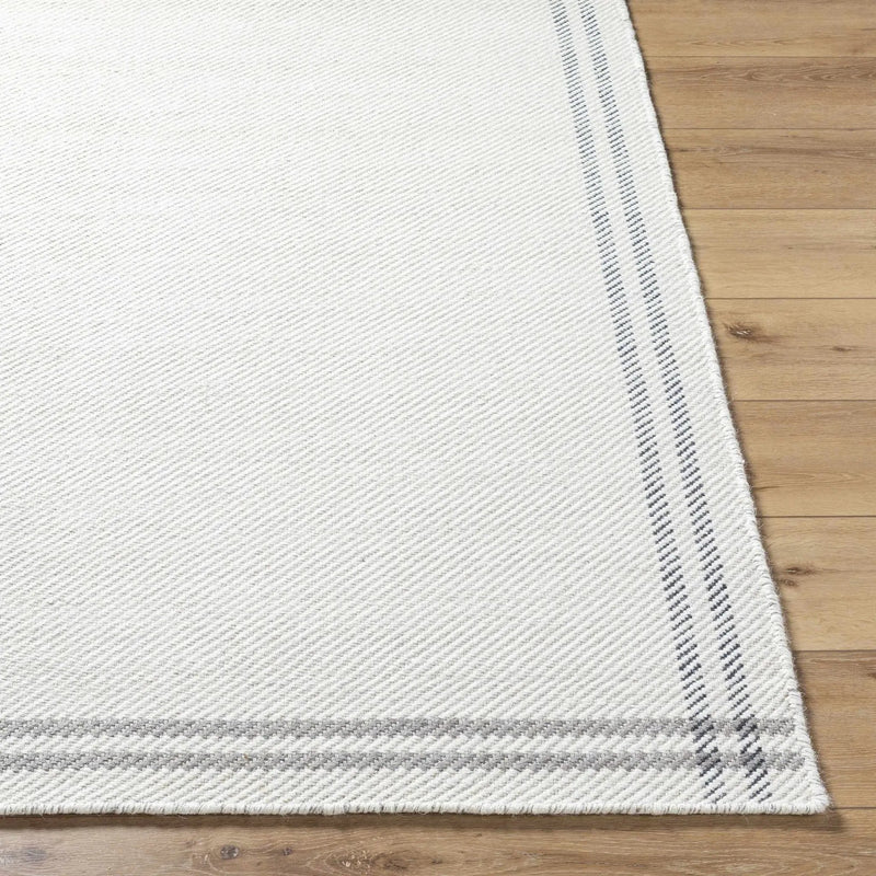 Nimue Cream & Charcoal Bordered Area Rug - Clearance by Boutique Rugs