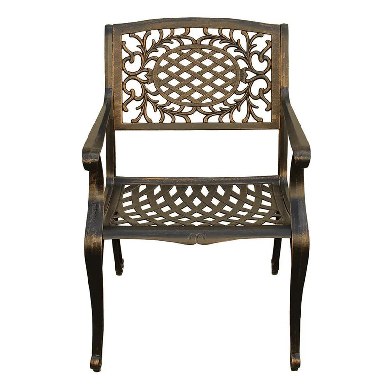 Outdoor Aluminum 7pc Round Patio Dining Set with Lazy Susan, Six Chairs by Sharicks