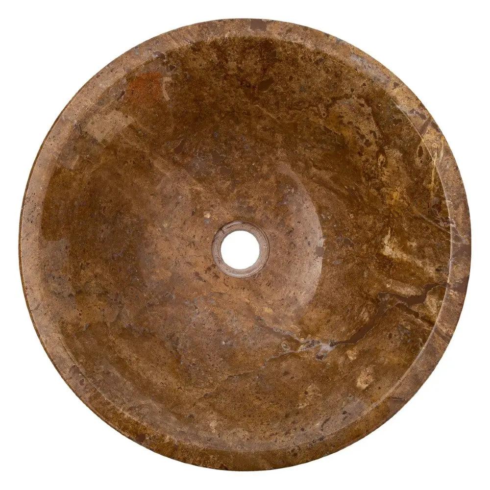 Handcrafted Noce Brown Travertine V-Shape Tapered Vessel Sink - Polished Finish 16x6 by GobekDesign
