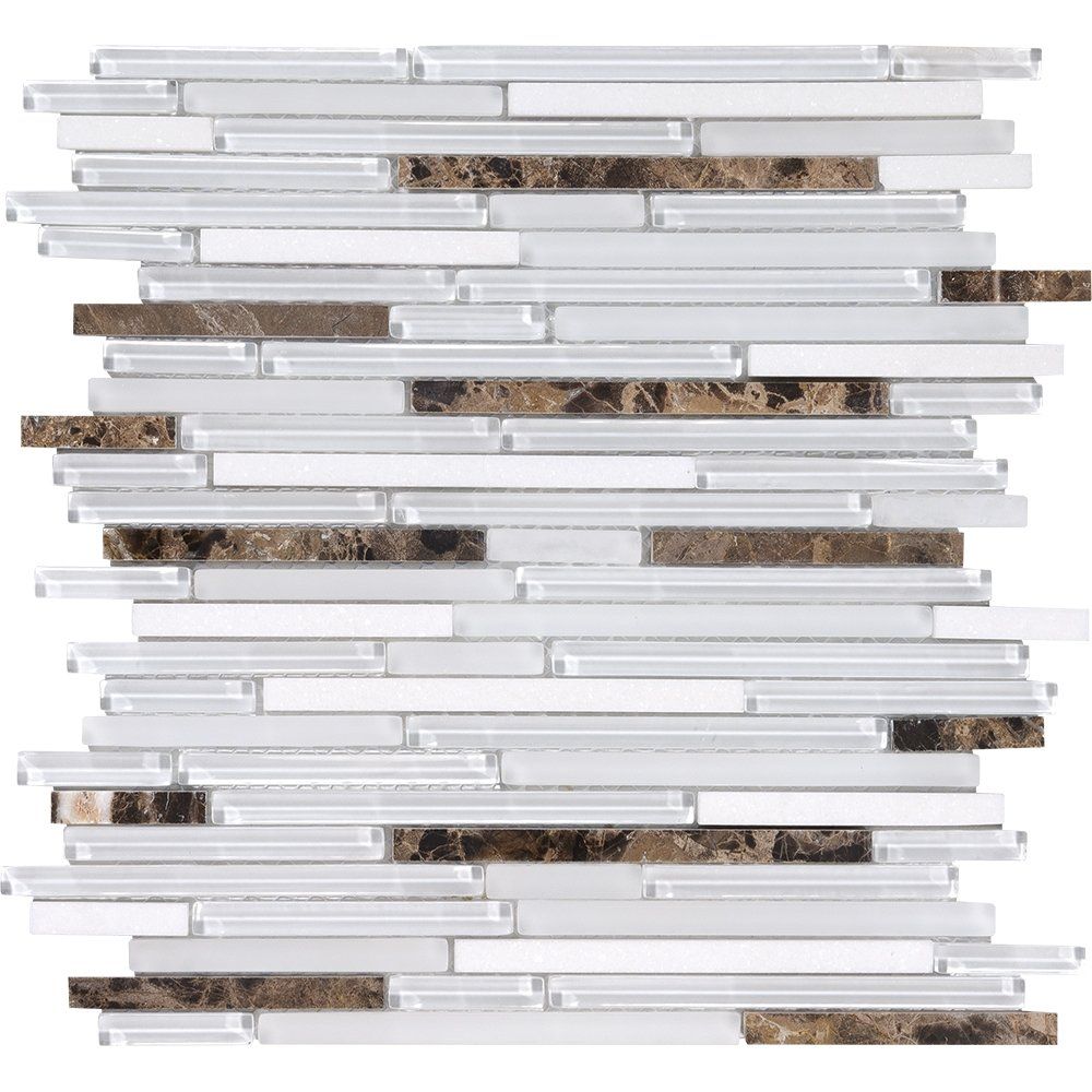 Noce De Kokas Gloss Liner Blend Glass Mosaics 12x12 Glass Gloss 12x12 Mosaics