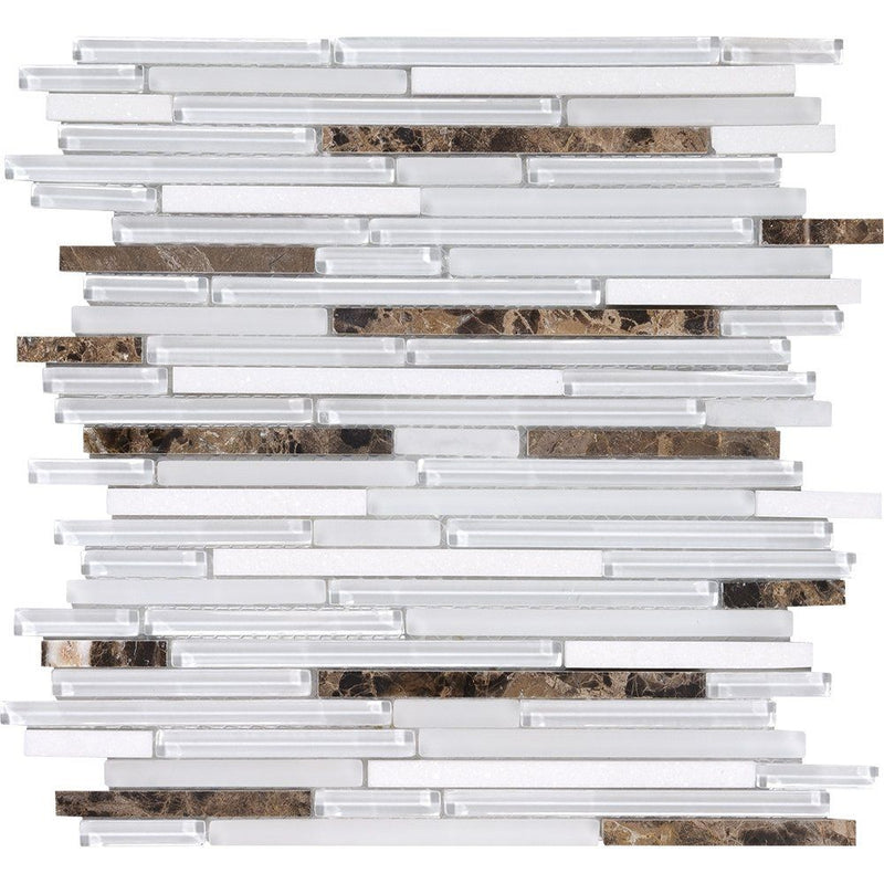 Noce De Kokas Gloss Liner Blend Glass Mosaics 12x12 Glass Gloss 12x12 Mosaics