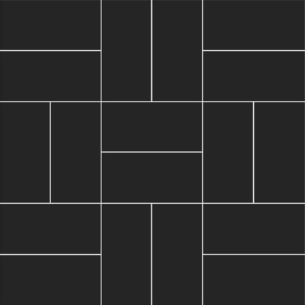 Noir Matte Crosshatch Ceramic Mosaics 12x12
