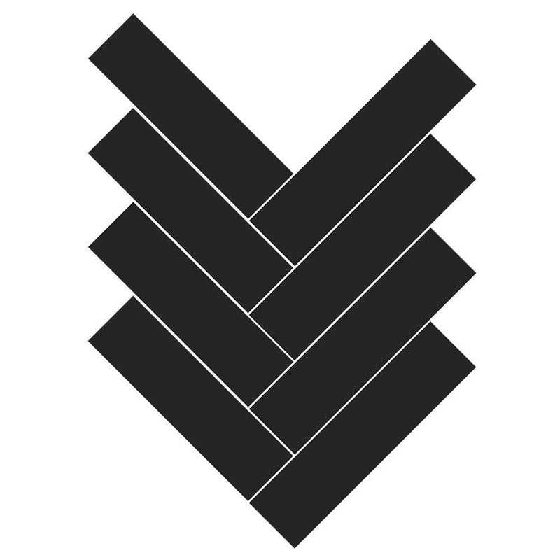 Noir Matte Herringbone Ceramic Mosaics 10x13 Ceramic Matte 16x16 Mosaics