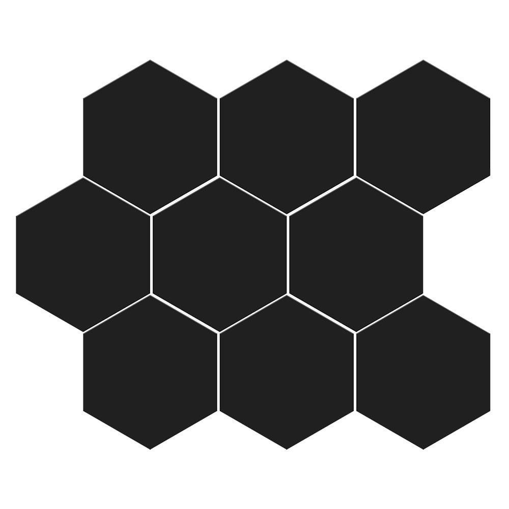 Noir Matte Midi Hexagon Ceramic Mosaics 8x10 Ceramic Matte 8x16 Mosaics