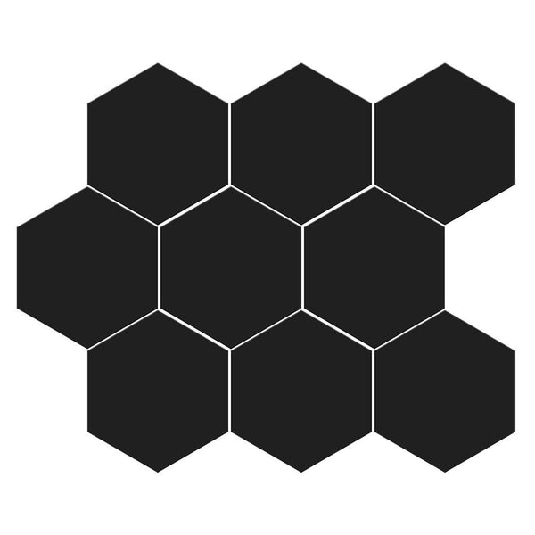 Noir Matte Midi Hexagon Ceramic Mosaics 8x10