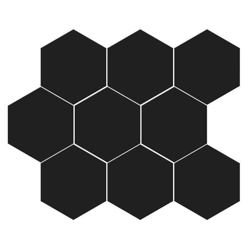 Noir Matte Midi Hexagon Ceramic Mosaics 8x10 Ceramic Matte 8x16 Mosaics