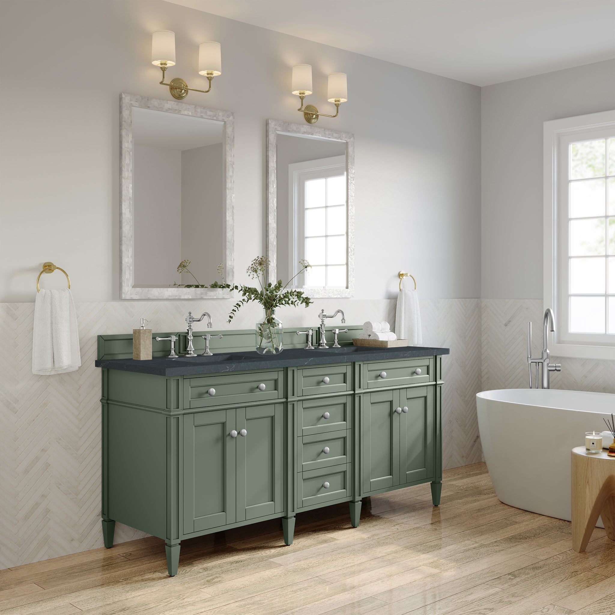 James Martin Brittany 72" Double Bathroom Vanity, Smokey Celadon by James Martin