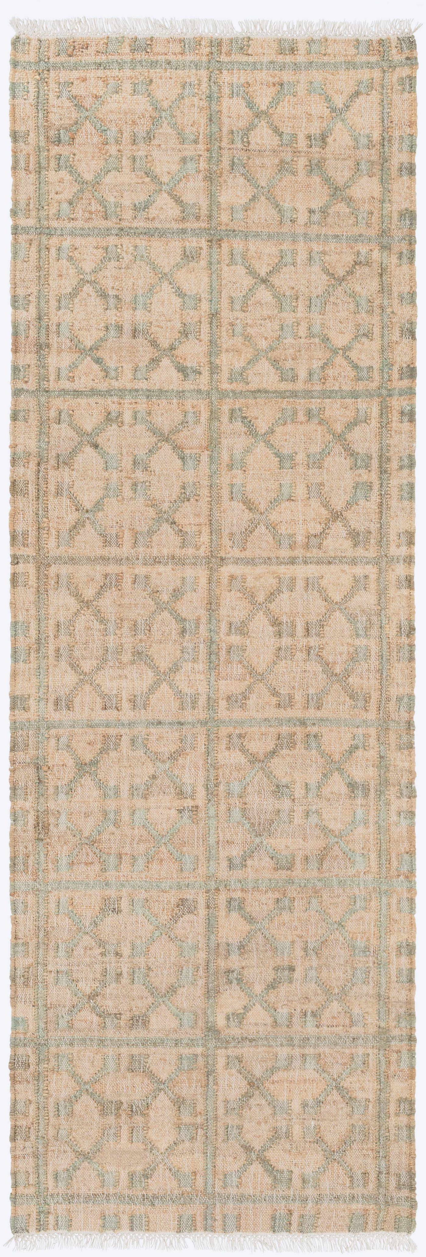 Rice Dusty Sage Fringed Jute Carpet by Boutique Rugs