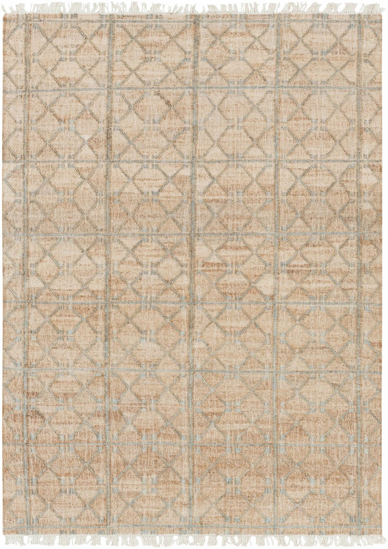 Rice Dusty Sage Fringed Jute Carpet by Boutique Rugs
