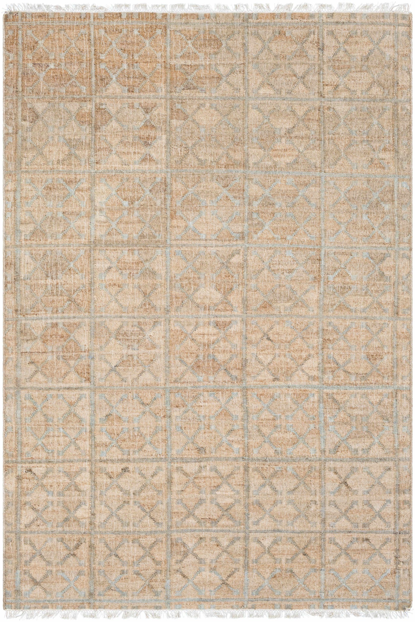 Rice Dusty Sage Fringed Jute Carpet by Boutique Rugs