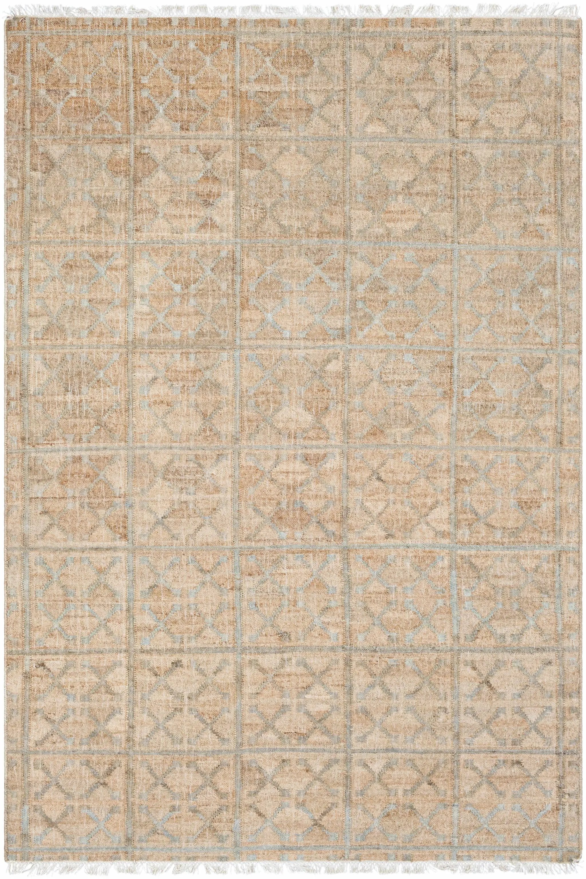 Rice Dusty Sage Fringed Jute Carpet by Boutique Rugs